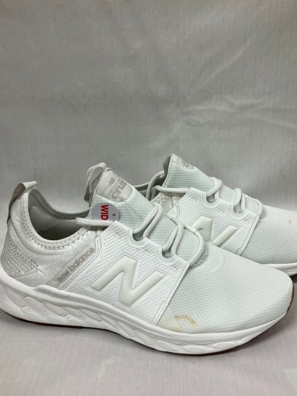 New Balance Sneakers Men's 10.5 White Fresh Foam X Cruz v3 2E Wide Lace-Up Shoes